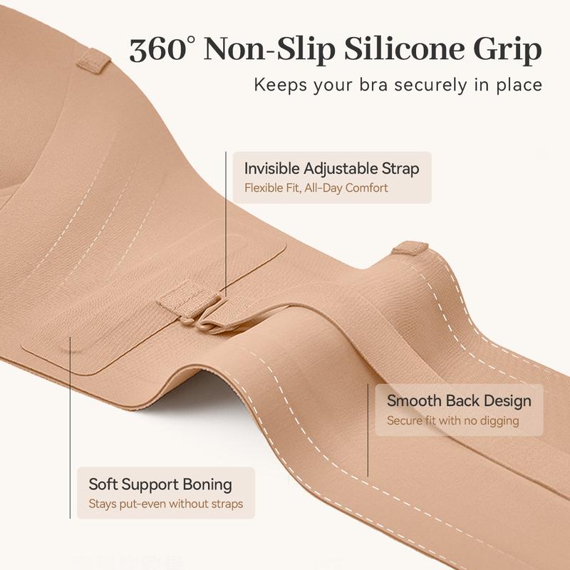 LUCKMEEY Strapless Push-Up Bra – Front Closure, Seamless Design & Removable Straps