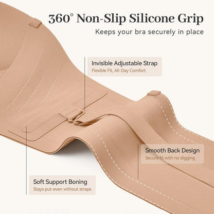 LUCKMEEY Strapless Push-Up Bra – Front Closure, Seamless Design & Removable Straps