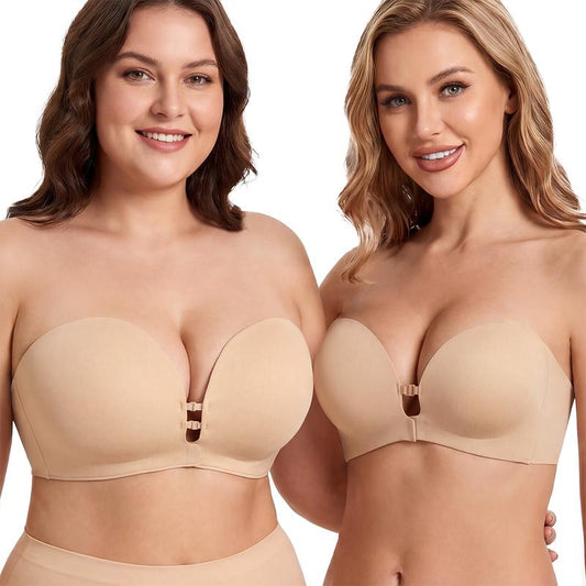 LUCKMEEY Strapless Push-Up Bra – Front Closure, Seamless Design & Removable Straps
